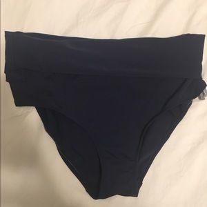 Aerie Fold Over Bikini Bottom in Navy